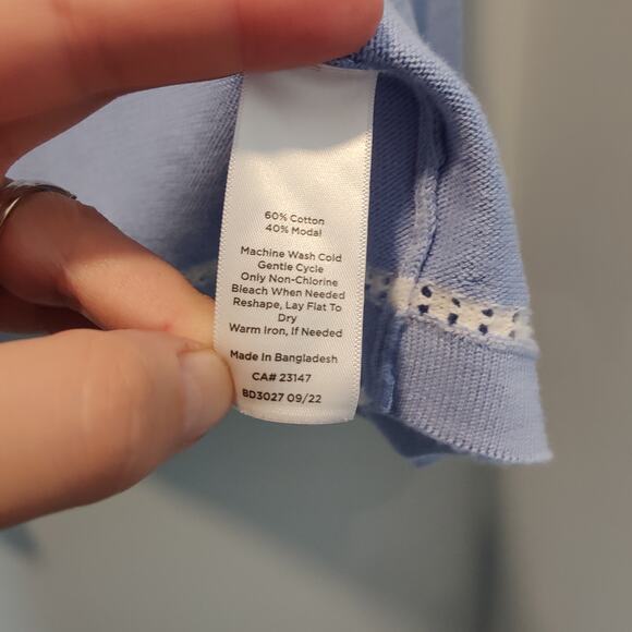 Talbots Plus Sz 2X Powder Blue Open Front Cropped Cardigan Cotton Modal - Picture 5 of 5